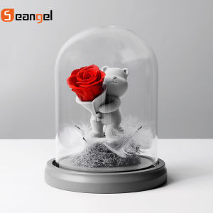 Seangel Newest Valentines Day gifts for 520 Confession Day Gifts Box of immortal Flower Bear Confessions for Girlfriend Birthday Gift for Boyfriend Dried Flower Arts and Crafts The Collection Creative Wedding Dress Commemoration Home Decoration