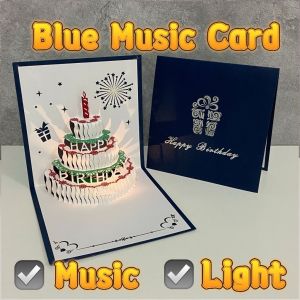 3D Happy Birthday Card Cake Musical Light Greeting Card Creative for Birthday Party Decorations 音乐祝福卡