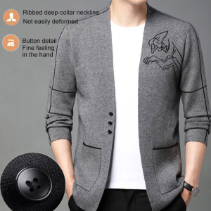 Mens Knitted Cardigan Sweater Jacket Slim Knit Sweater Line Sweater Men