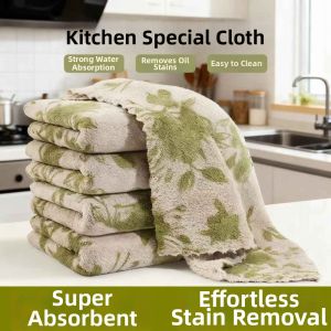 INVADER 30x30cm Kitchen Cleaning Cloth Reusable Coral Fleece Household Dishcloth Printed Kitchen Rag Kitchen Cleaning