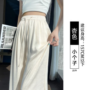 Ice Silk Wide Leg Pants Women Summer Thin 2025 New High-Waisted Draped Acetate Satin New Chinese Style Straight-Leg Pants