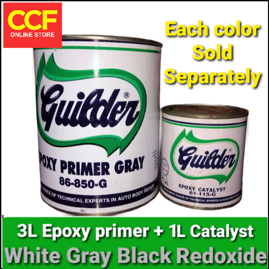 Guilder Epoxy Primer Gray, Red oxide, Black, White 3L with Epoxy
