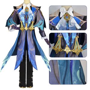 Bắc Thủy Thương Mại Genshin Impact Neuvillette cos Phục Phong Đan nhân vật mới Thủy Long Vương cosplay Trang phục cosplay hai chiều