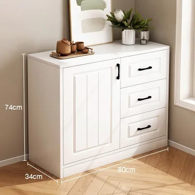Sideboard Cabinet With Drawer & Door White Storage Cupboard Living Room Console Table Almari Tepi Dinding Rumah