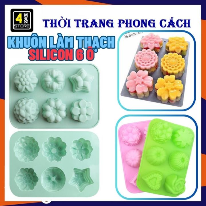 Khuôn Silicon Làm Thạch 6 Ô , Khuôn Làm Rau Câu , Thạch Trà Sữa , Khay Đựng Đá, Vỉ Làm Đá Nhiều Kiểu Cute Chống Dính