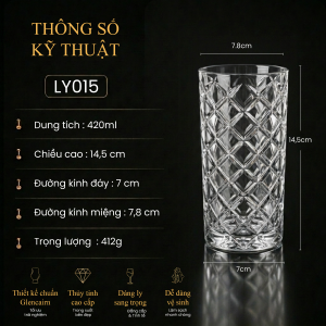Ly Thủy Tinh Highball - Lattice Pattern | 420ml | [LYNOIR_LY015]