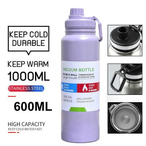 Large Capacity Sports Thermos Flasks 1000ml/600ml Water Bottle Tumbler - 304 Stainless Steel Leakproof w/ Built-in Tea Infuser | Keep Hot/Cold 12-24H