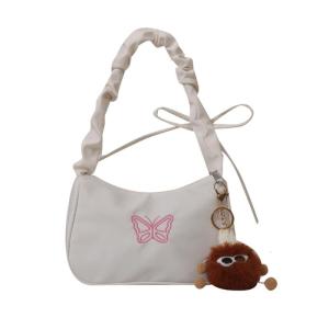 Stylish Womens Nylon Sling Bag Fashionable Shoulder Bags Handbag with Cute Embroidered Butterfly Details