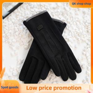 ✨QK shop✨ Women Winter Thick Plush Gloves Fashion Warm Suede Outdoor Guantes Lady Touchscreen Driving Gloves Sports Cycling Mittens