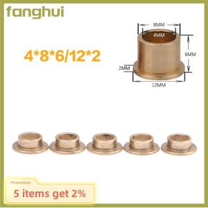 fanghui 5Pcs Flanging Self-Lubricating Bearing Powder Metallurgy Oil Copper Bushing Guide Sleeve With Stepped Flange Hardware