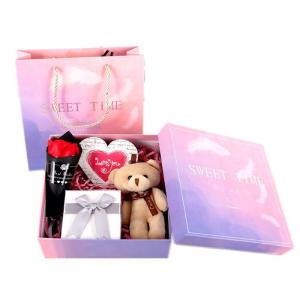 Hộp Quà Tặng Ý Nghĩa - Hoa Hồng Sáp + Gấu + hộp đựng quà...