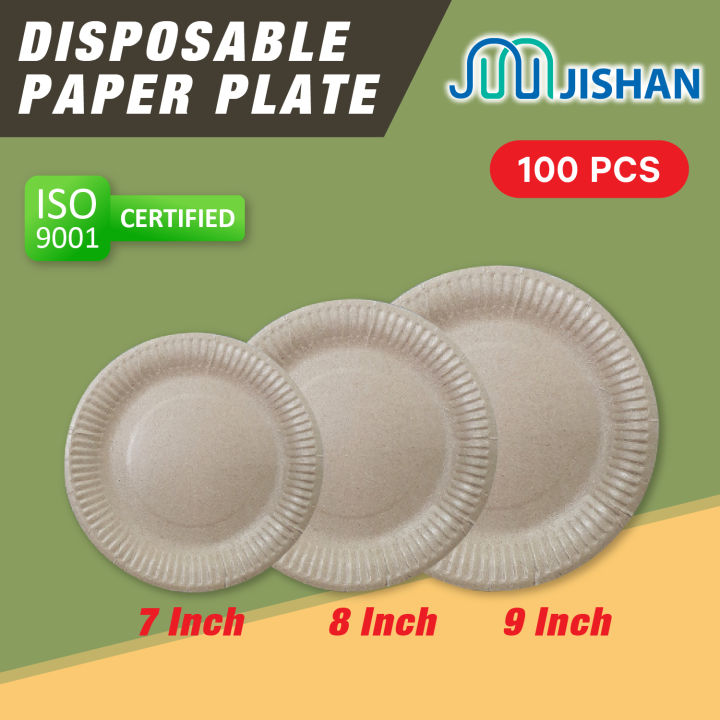 [100pcs] CHEAPEST 7" 8" 9" Disposable Paper Plate / Brown Paper Food