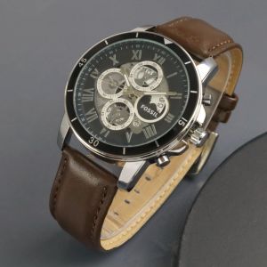 Box Exclusive Jam Tangan FOS 4 Lingkar VA-484OA / Jam Tangan Fashion Pria Tali Kulit Diameter 45 cm