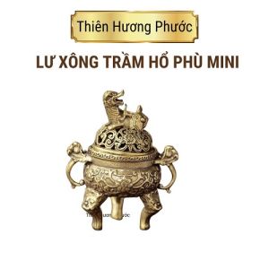 Lư xông trầm hổ phù mini bằng đồng Để Thờ Cúng