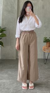 Celana Kulot Linen Import Highwaist 2239: Cullote Pants & Wide Leg Cullotes