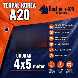 Terpal Korea A20 ukuran 4x5 meter tebal kuat tahan air dan awet dipakai.