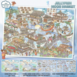 NAELIN 3D Miniature Landscapes Stickers Collection 2 Themes PET DIY Cabin Scene Sticker Waterproof Miniature Scene Collage Decompress