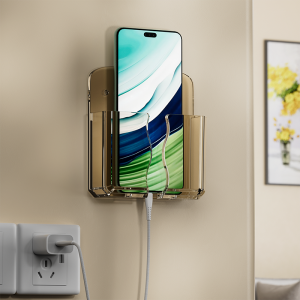 Adhesive Mobile Phone Charging Holder TV Remote Control Bracket Punch Free Wall Mounted Storage Box