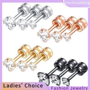 [COD] liuchuanbing Jewellery ต่างหูเกาหลีเซอร์คอนคริสตัลคู่ทำจากสแตนเลสสตีล1ชิ้นสำหรับผู้หญิงต่างหูแบบหมุดเกลียวเครื่องประดับร่างกายป้องกันอาการแพ้