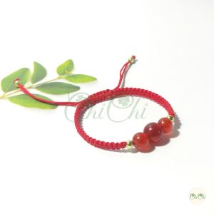 Vòng tay lắc tay chỉ đỏ may mắn mặt đá xanh ngọc - MS010
