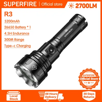 SUPERFIRE Y16 heavy duty flashlight rechargeable waterproof high power super bright long range multiple modes aluminium alloy large led torch for outdoor hiking household camping