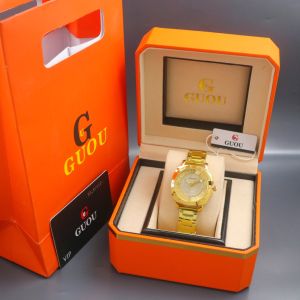 Paket Box Exclusive Big + Paper Bag / Jam Tangan Guou Mutiara VA-541SPA / Jam Tangan Fashion Wanita Tali Rantai Diameter 35cm