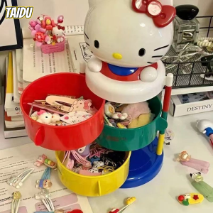 Taidu Ốp hình hoạt hình ngộ nghĩnh xoay ba lớp hộp lưu trữ cho Giá xếp trang sức bàn