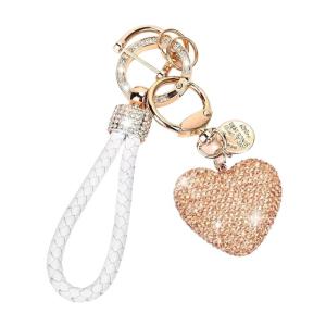 Handmade Heart Keychain with Sparkling Rhinestones Handmade Key Chain Bag Decoration Fashion Accessory for Women