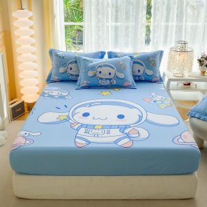 Alls Wonderland Cute Hello Kitty Bedsheet Sanrio Melody Pink Fittedsheet Cartoon Bedsheet Single Queen King Full Cover