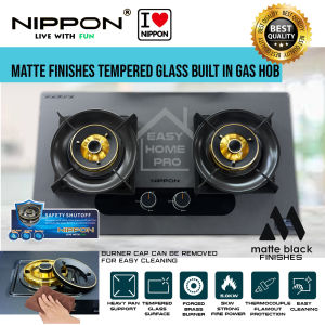 NIPPON NBH-8600GP DOUBLE BURNER BUILT IN HOB 5kW FINGERPRINT RESISTANT (GAS FLOW SAFETY CUTOFF PROTECTION)