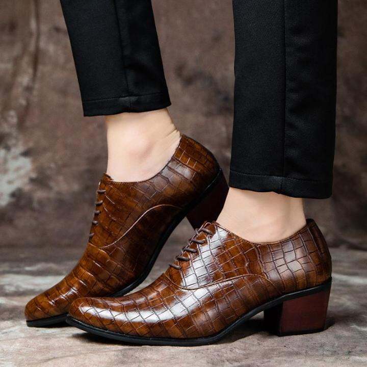 Mens dress shoes with sales high heels