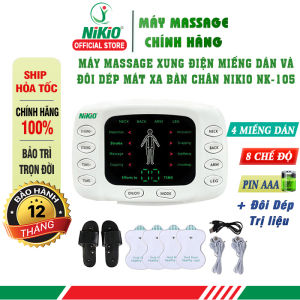 Máy Masssage Xung Điện 4 Dán Nikio NK-105 - Mát Xa Toàn Thân Kết Hợp Dép Massage Thư Giãn Lòng Bàn Chân - Pin Sạc Tiện Lợi
