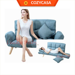 【COZYCASA】D6 Foldable Lazy Sofa Bed with Leg Rest and 2 Pillows
