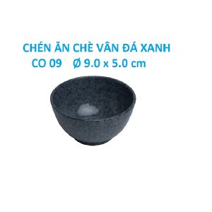 Chén ăn ăn chè thân xoắn nhựa melamine vân đá xanh - CO 09: Ø 9.0 x 5.0 cm