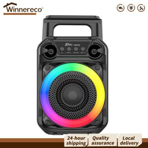 Compact Wireless Bluetooth Speaker with RGB Lights and Microphone for Karaoke and Outdoor Activities