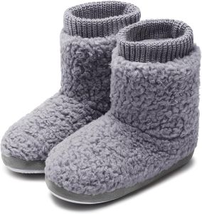 MIXIN  Womens Comfortable Warm Faux Wool Plush Ankle Boots Slippers with Plush Lining Slip-On Home Shoes Non-Slip Sole Indoor / Outdoor