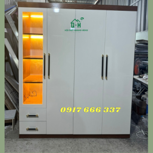 TỦ NHỰA QUẦN ÁO 4 CÁNH TRẮNG ĐẲNG CẤP HIỆN ĐẠI CÓ ĐÈN LED DÀNH CHO GIA ĐÌNH