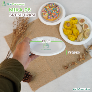 [1 PACK] Mika Piring Plastik P6 P7 P9 Isi 50 Pcs Piring Makan Sekali Pakai Putih Susu