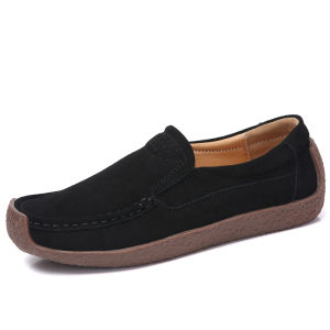 LUOXIWEI Loafers for Women Slip On Flat Topsider Shoes Ladies Breathable Suede Leather Moccasins Boat Sneakers