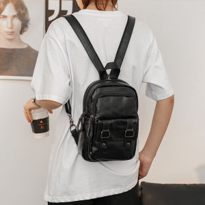 Ando Design New Multifunction Backpack for Men PU Leather Casual Chest Packs Korea Style Fashion Simple Shoulder Crossbody Bags