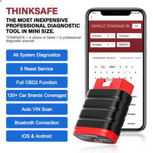 THINKCAR Thinksafe Bluetooth Obd2 Scanner Full System 2024 Car Diagnostic Tool OBDII Scanner Ecu Scanner Clean Fault Codes Obd 2 Scanner Check Engine Code Readers & Scan Tools Obd2 Gauge Obd Meter Scanner For All Cars Pk Launch x431 Thinkdiag mini