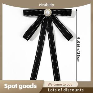 Heabety Fashion Bow Brooch Fabric Tie Badge Mourning Corsage Pin Tie Blouse Black Bowties Brooch Shirt Sweater Neckline Accessories