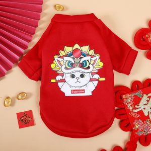 Baju Imlek Anjing Kucing - Kostum Imlek Hewan 2024 - Sweater Imlek Anjing Kucing - Lunar New Year Pet Clothes - Kaos Imlek Untuk Hewan Peliharaan - Kostum Imlek Anjing Kucing/Anabul - Cosplay Chinese New Year Anjing Kucing