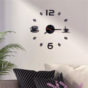 Promo Jam Dinding DIY Giant Wall Clock Quartz Creative Design 40-70cm Model Coffee Bell - DIY-12 - Black