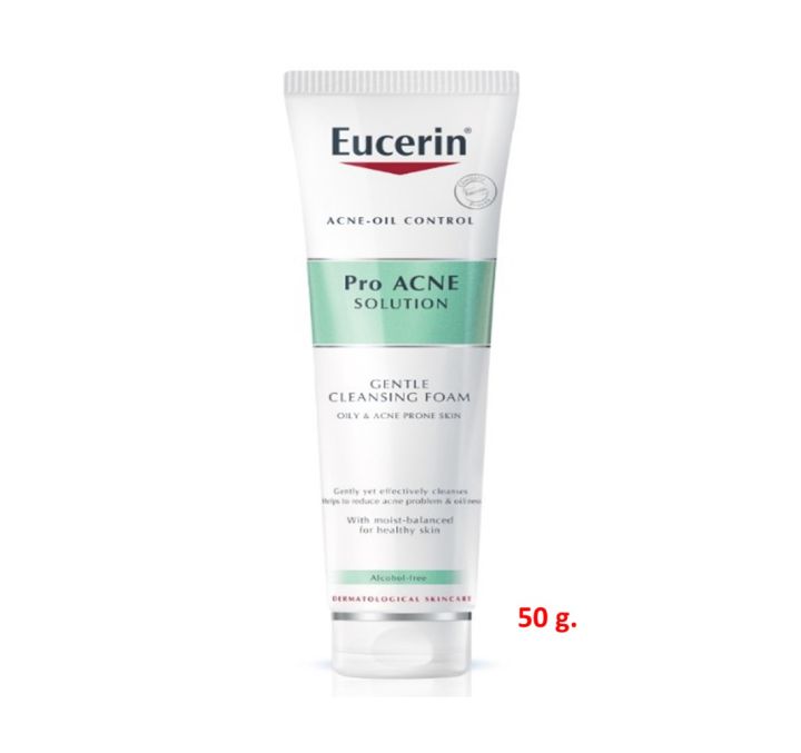 Eucerin Pro ACNE Solution Cleansing Foam 50g. (ขนาดพกพา) ยูเซอริน โปร แอคเน่ โซลูชั่น เจนเทิล คลีนซิ่ง โฟมล้างหน้าจัดการสิว