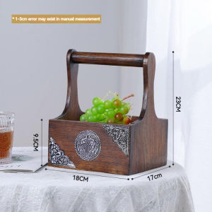 Elegant Teak Bathroom Organizer with Carved Details - Stackable Desktop Storage Rack