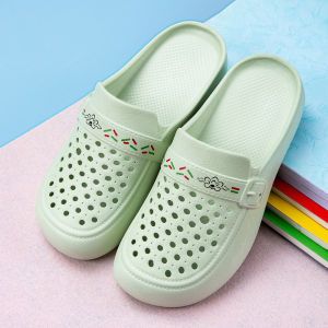 [Free Shipping] Summer EVA WomenS Closed-Toe Lace-Up Outdoor Hollow Beach Sandals Cute Flat Slippers