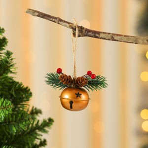 Hibeautylife】กระดิ่งคริสต์มาส4ชิ้นที่แขวนประตูต้นสนผลไม้เล็กๆสีแดงพร้อมที่แขวนต้นจิงเกอเบลคริสต์มาสจี้ประดับตกแต่งคริสต์มาส