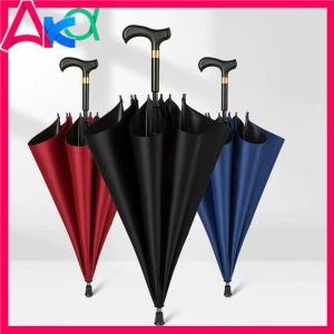 AKA 2 in 1 Cane Umbrella for Elderly Anti Slip Walking Support Umbrella UV Black Coating Heavy Duty Golf Umbrella Long Handle Umbrella for Rainy Season Senior Citizen Outdoor Use