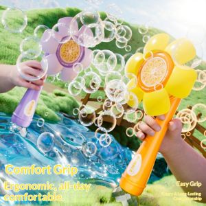 JJT Automatic Flower Bubble Wand with 10-Hole Spray Portable Bubble Gun for Kids Outdoor Fun and Party Entertainment